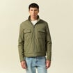 Blouson droit court &agrave; capuche vert kaki homme