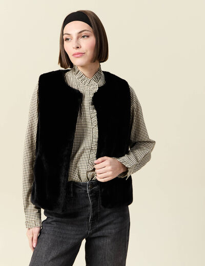 Gilet sans manches doublé noir femme