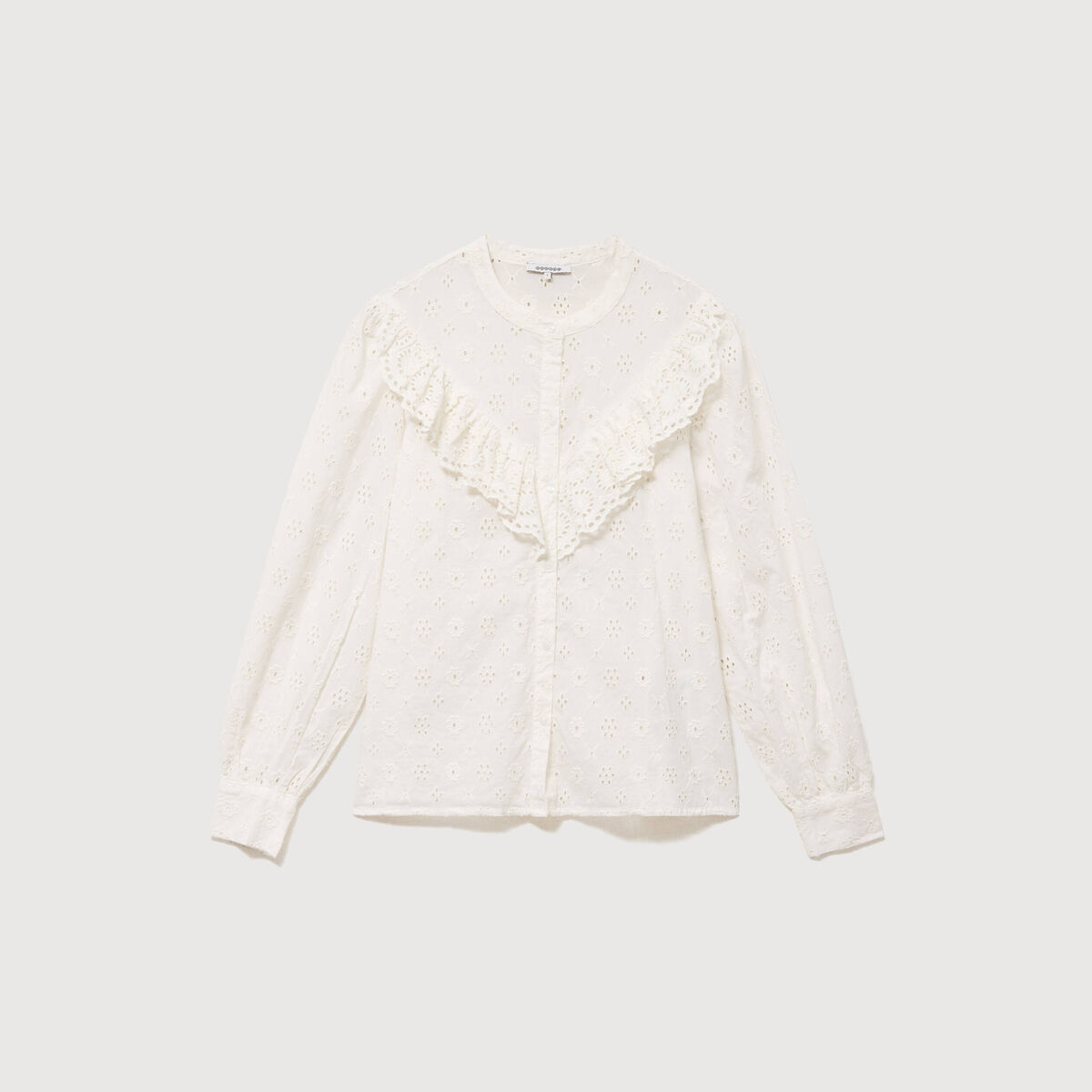 Chemise en coton avec dentelle ecru femme