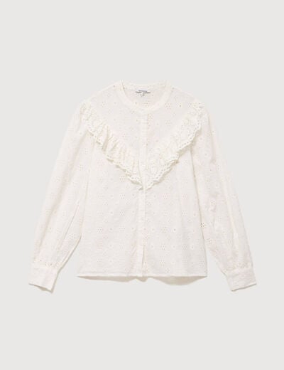 Chemise en coton avec dentelle ecru femme