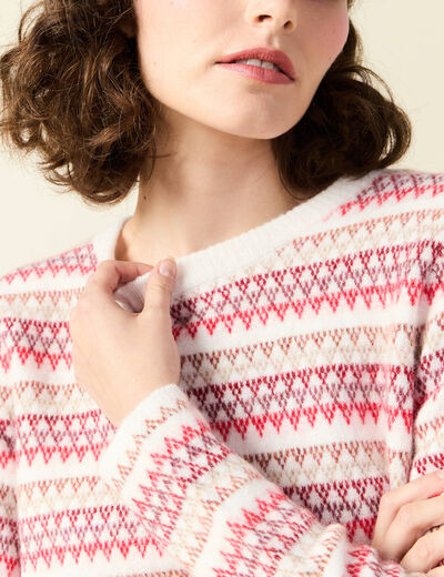 Pull manches longues rouge foncé femme