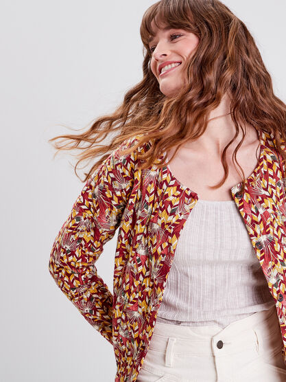 Gilet manches longues vieux rose femme