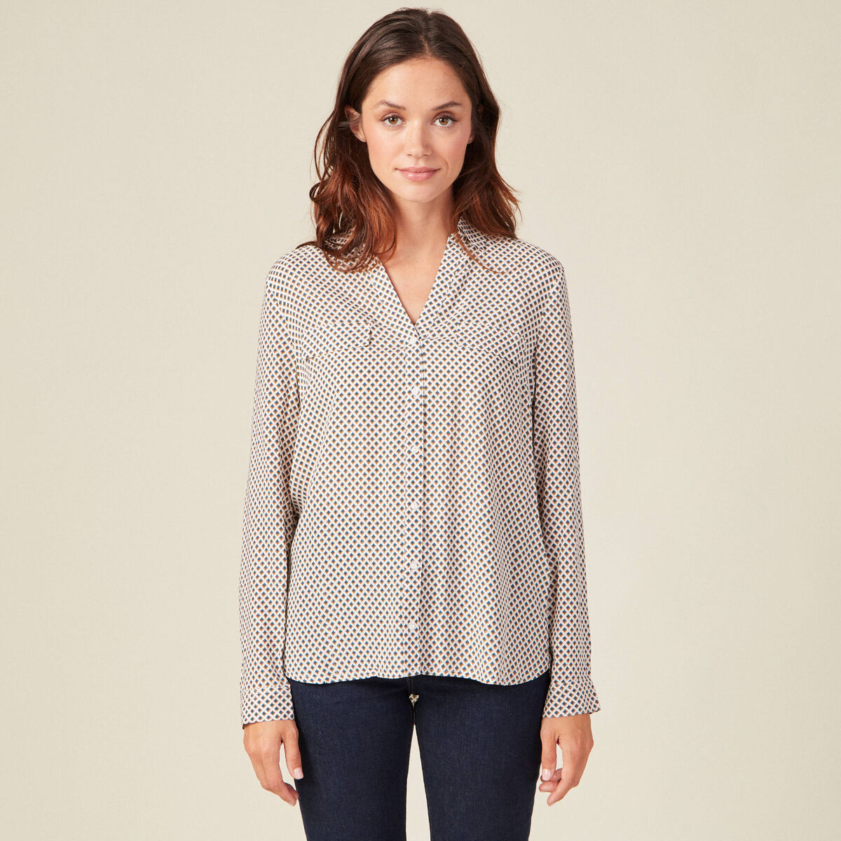 Chemise manches longues blanc femme