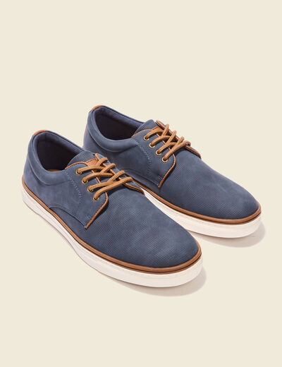 Tennis plates à lacets bleu foncé homme