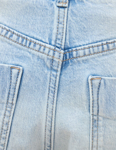Jeans boyfriend ceintur&eacute; denim bleach femme