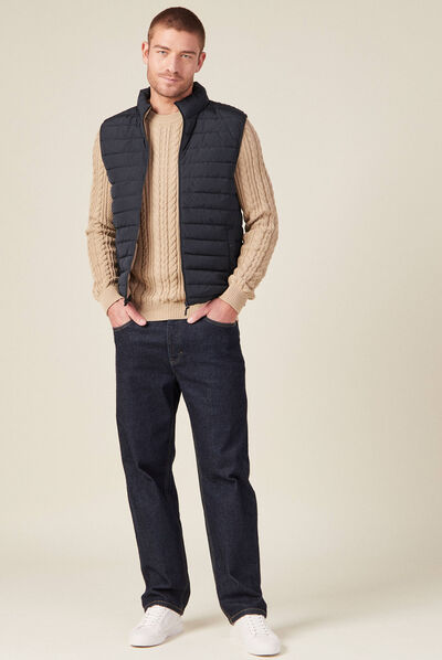 Doudoune droite sans manches bleu marine homme