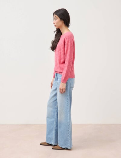 Pull manches longues col bateau vieux rose femme