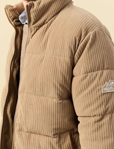 Doudoune courte col montant beige homme