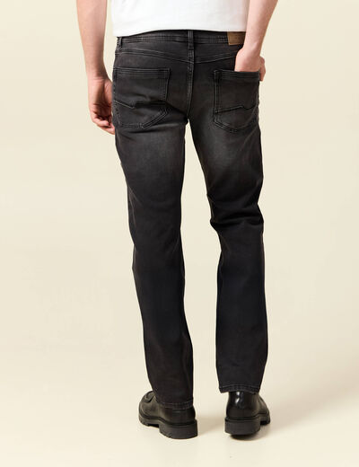 Jeans straight longueur 34 denim denim noir homme