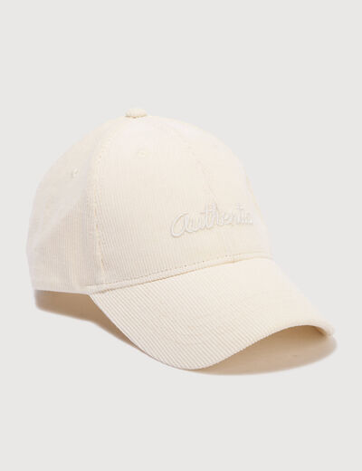 Casquette en velours de coton ecru homme