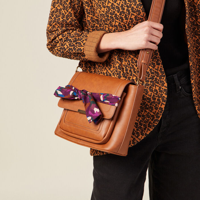 Sac besace avec foulards marron femme
