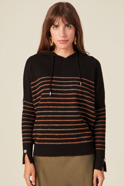 Pull manches longues noir femme
