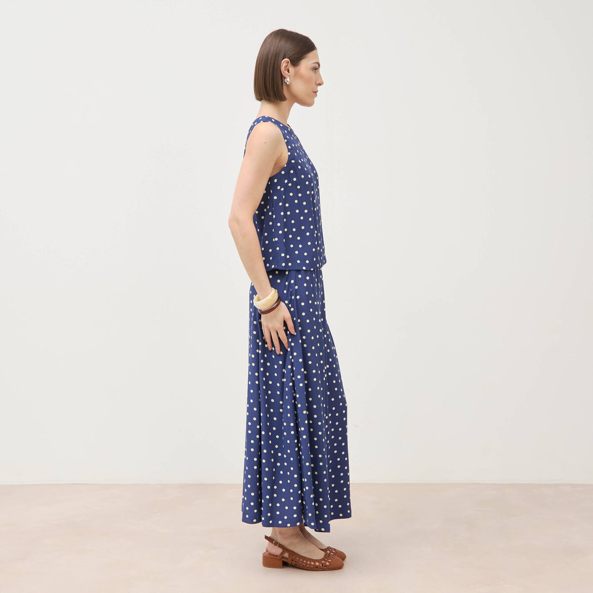 Top sans manches bleu marine femme