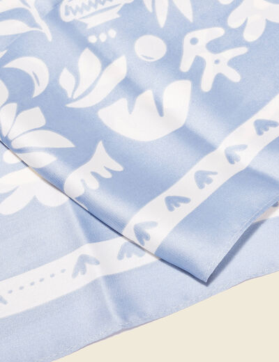 Foulard satin bleu clair femme