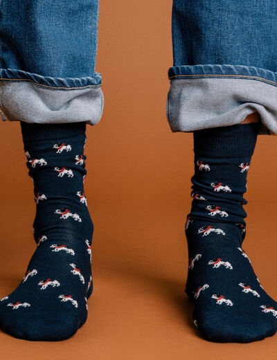 Chaussettes fabriquées en France bleu foncé homme
