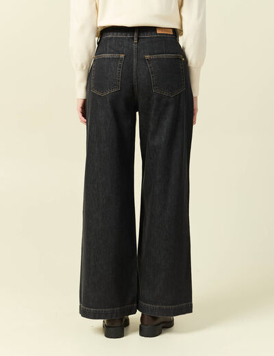 Jeans large taille haute denim gris femme