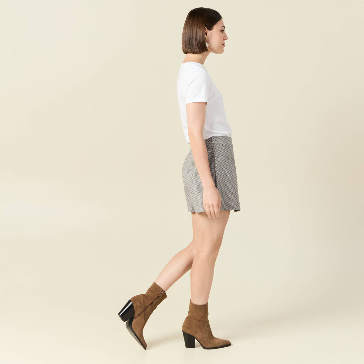 Jupe-short droite bleu marine femme