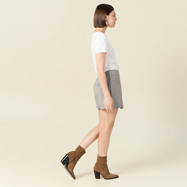 Jupe-short droite bleu marine femme