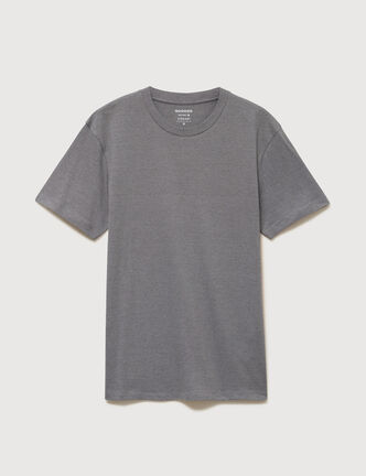 T-shirt cintr&eacute; col rond manches courtes gris homme