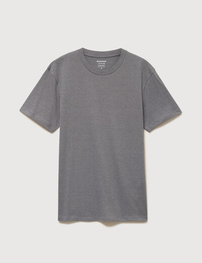 T-shirt cintr&eacute; col rond manches courtes gris homme