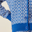 Gilet manches longues boutonné bleu femme