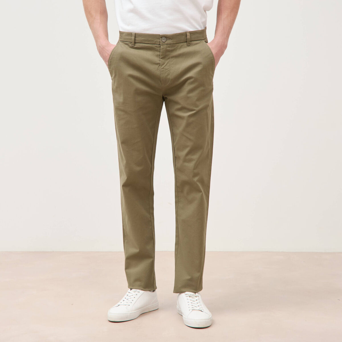Pantalon chino slim taupe homme