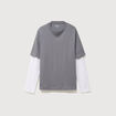 T-shirt droit manches longues col rond gris homme