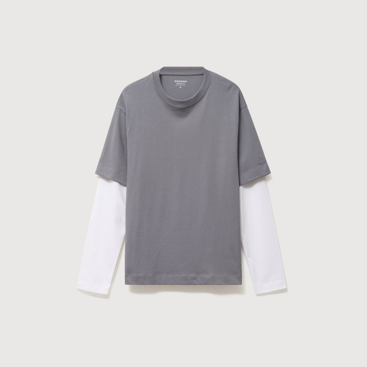T-shirt droit manches longues col rond gris homme
