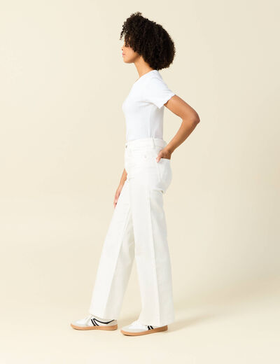 Jeans large taille haute denim blanc femme