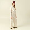 Sweat &agrave; capuche manches longues creme femme