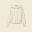 Sweat &agrave; capuche manches longues creme femme