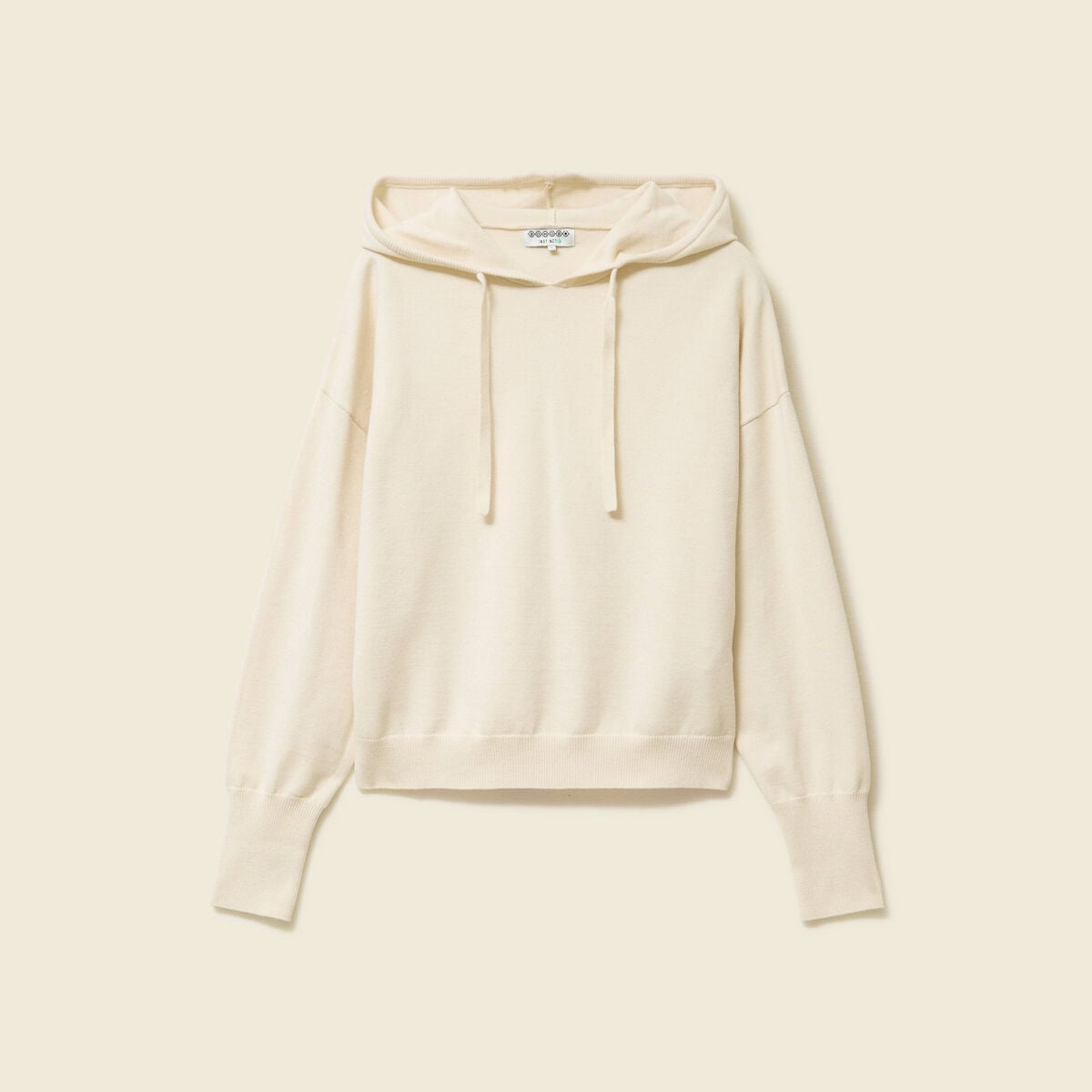 Sweat &agrave; capuche manches longues creme femme