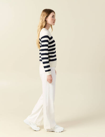 Pull manches longues bleu marine femme