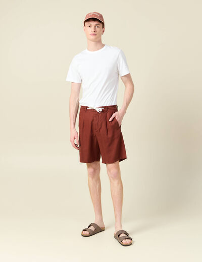 Bermuda droite à coulisse marron cognac homme