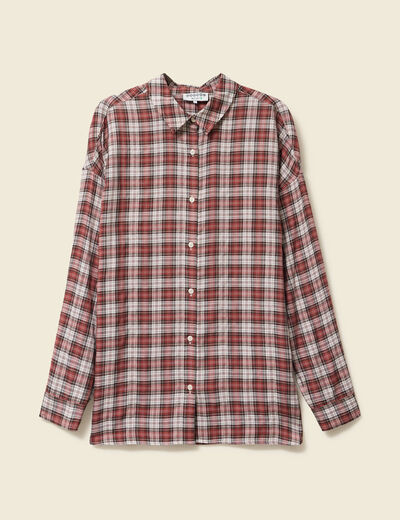 Chemise manches longues col v fluide bordeaux femme