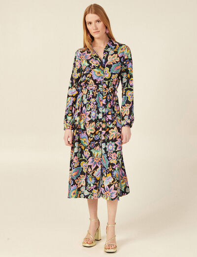 Robe midi droite multicolore femme