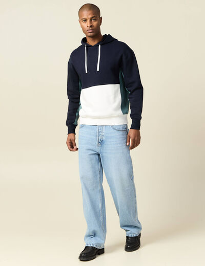 Sweat à capuche bleu marine homme