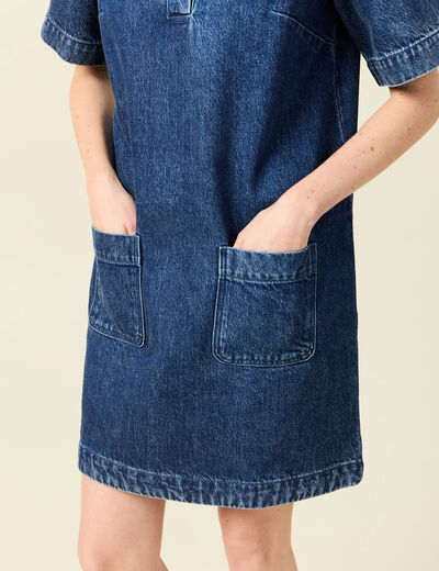 Robe jeans manches courtes denim stone femme