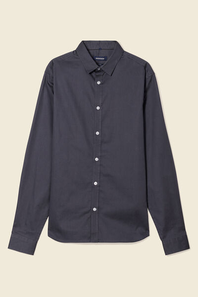 Chemise manches longues bleu gris homme