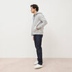 Sweat &agrave; capuche manches longues gris clair homme