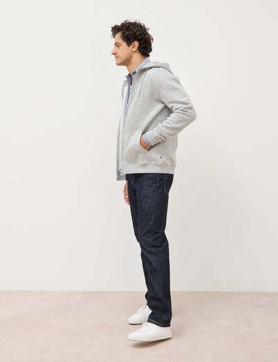 Sweat &agrave; capuche manches longues gris clair homme