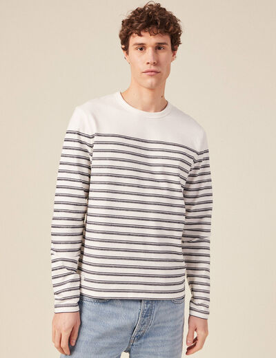 T-shirt manches longues ecru homme