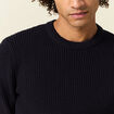 Pull manches longues col rond bleu fonc&eacute; homme