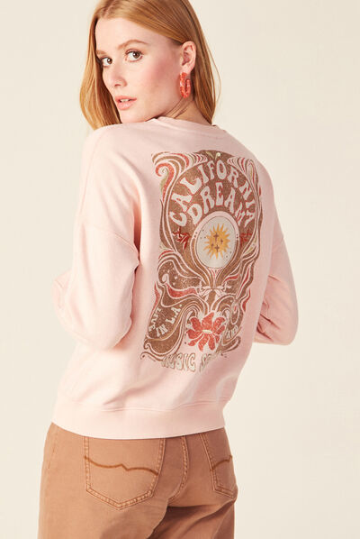 Sweat manches longues rose clair femme