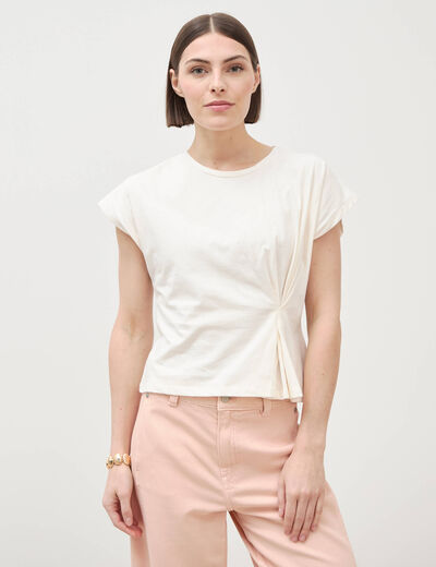 T-shirt manches courtes ivoire femme