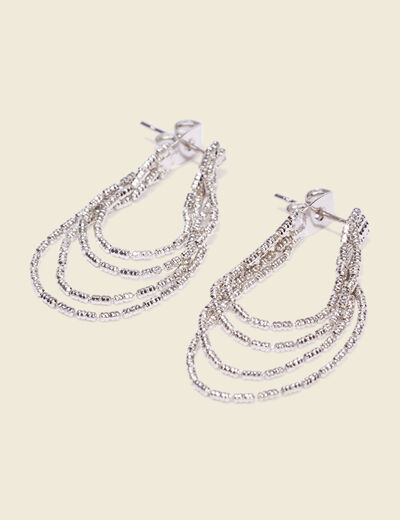 Boucles d'oreilles pendantes couleur argent femme