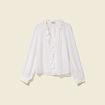 Blouse manches longues col tunisien blanc femme