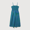 Robe bretelles col carr&eacute; en coton bleu femme
