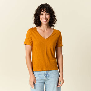 T-shirt manches courtes orange foncé femme