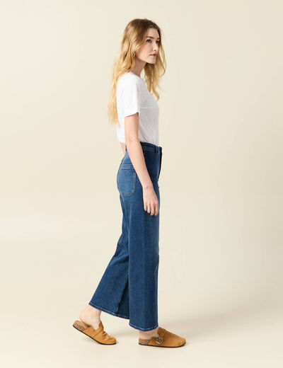 Jeans wide leg taille haute denim stone femme